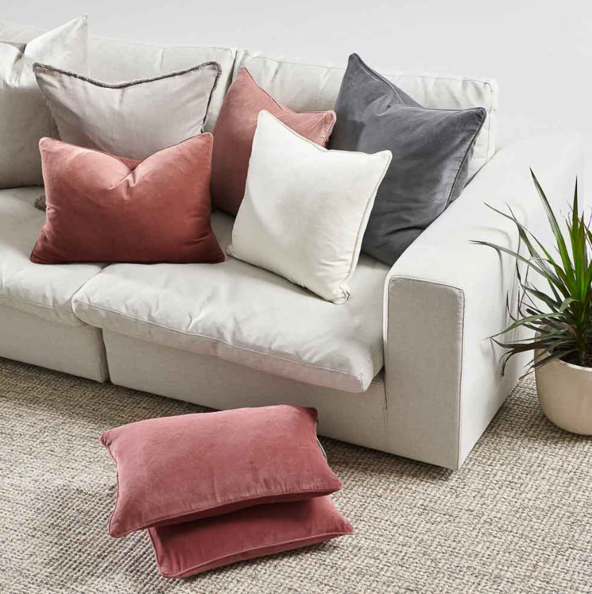 Lynette Velvet Cushion Dusky Mauve 40cm x 60cm: Eadie Lifestyle
