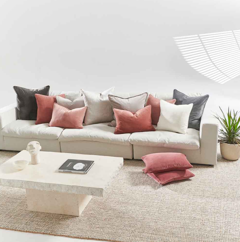 Lynette Velvet Cushion Dusky Mauve 40cm x 60cm: Eadie Lifestyle