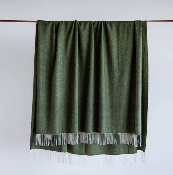 Loom Bach Throw Blanket in Moss Cashmere Merino