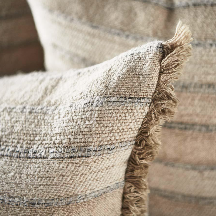 Eadie Tracks Cushion in Natural / Blue 60 x 60cm