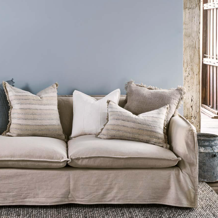 Eadie Tracks Cushion in Natural / Blue 60 x 60cm