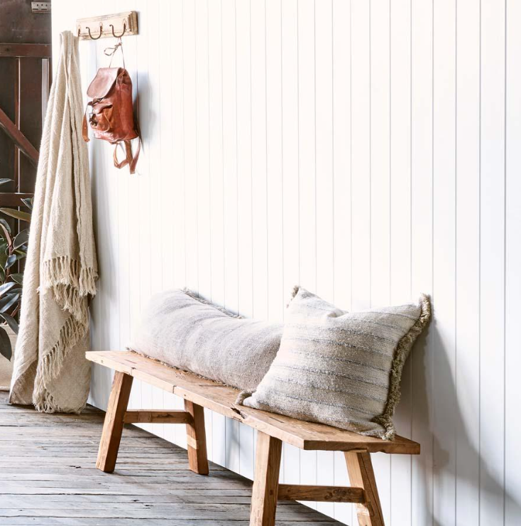 Eadie Tracks Cushion in Natural / Blue 60 x 60cm