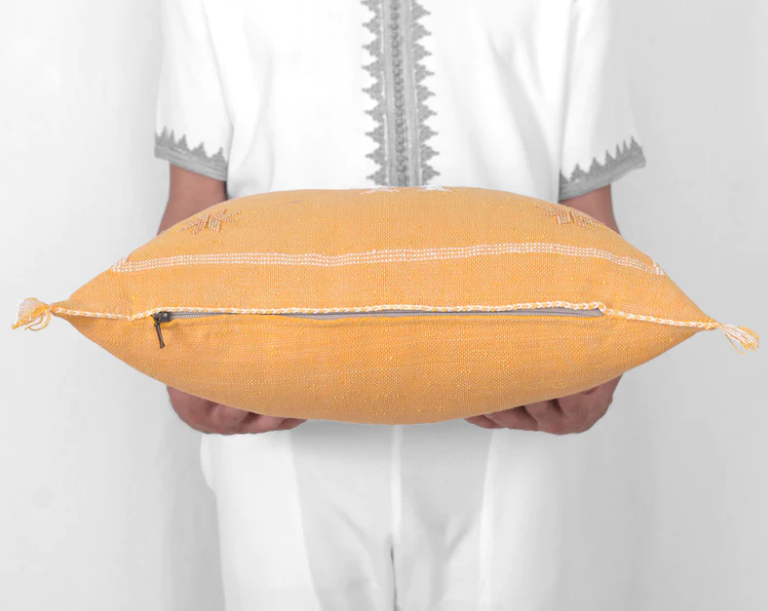 Cactus Silk Moroccan Sabra Cushion - Mikado Yellow - Berberology