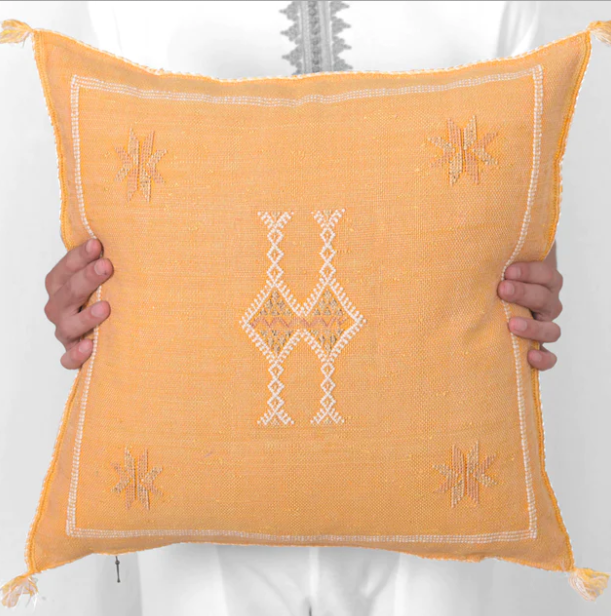 Cactus Silk Moroccan Sabra Cushion - Mikado Yellow - Berberology