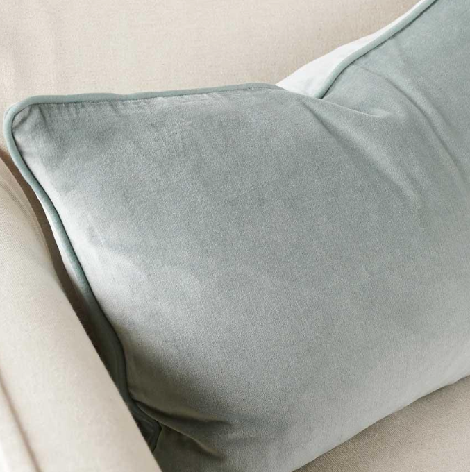 Lynette Sea Mist Velvet Cushion - Various Sizes: Eadie Lifestyle