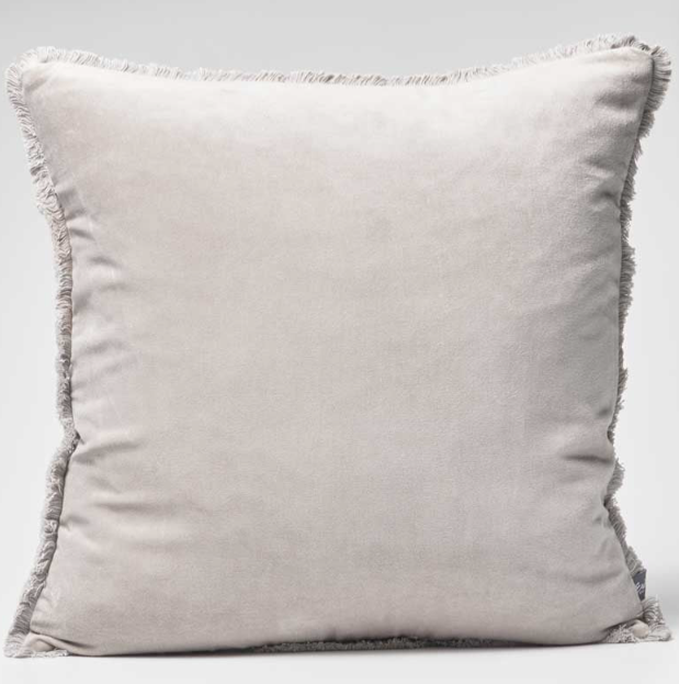 Lynette Boho Silver Grey Velvet Cushion - 60 x 60cm: Eadie Lifestyle