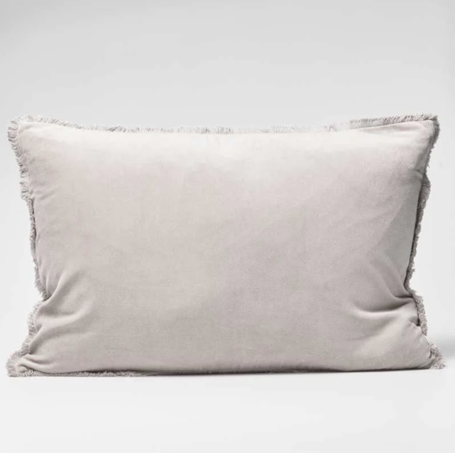 Lynette Boho Silver Grey Velvet Cushion - 60 x 60cm: Eadie Lifestyle