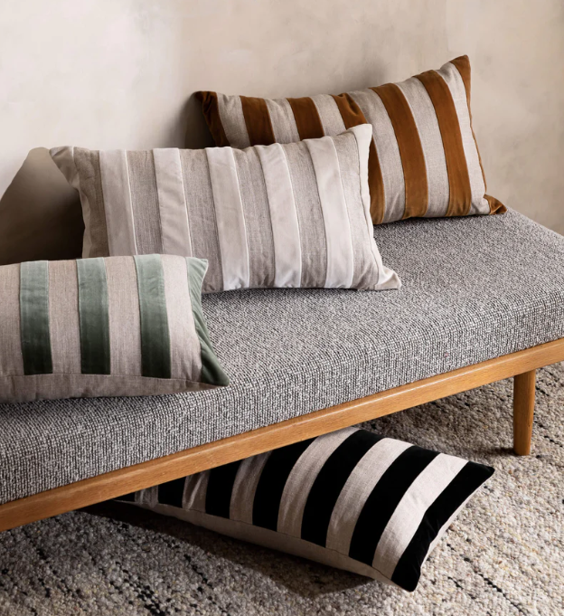 Etro Velvet Cushion - Black Stripe (65x40cm): L&amp;M Home