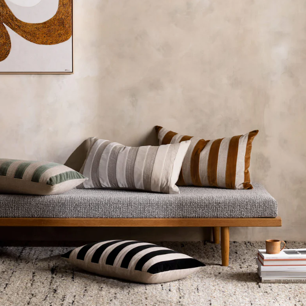 Etro Velvet Cushion - Black Stripe (65x40cm): L&amp;M Home