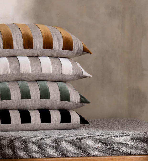 Etro Velvet Cushion - Black Stripe (65x40cm): L&amp;M Home