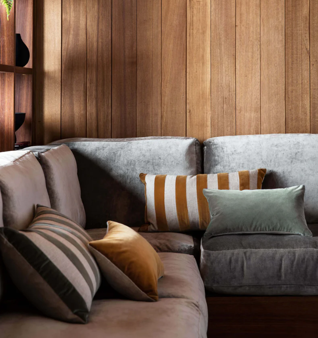 Etro Velvet Cushion - Black Stripe (65x40cm): L&amp;M Home