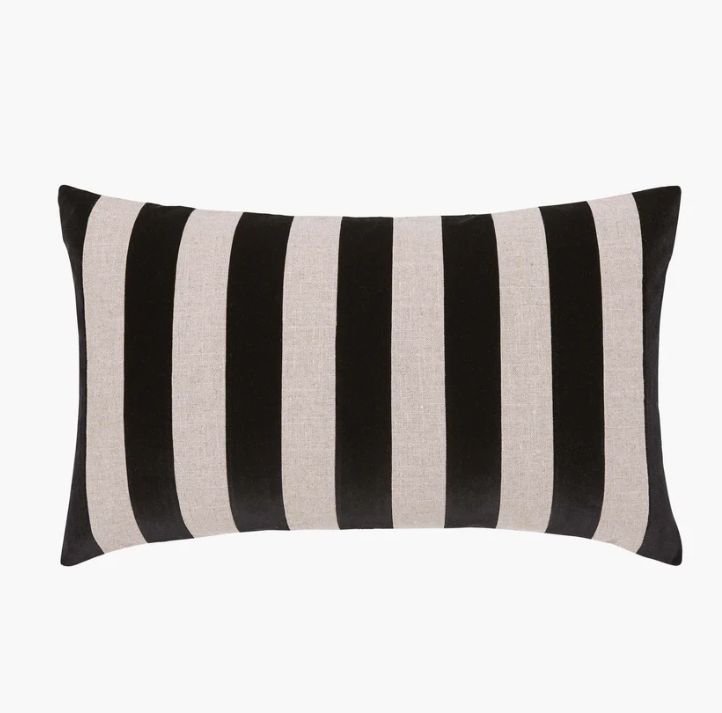 Etro Velvet Cushion - Black Stripe (65x40cm): L&amp;M Home