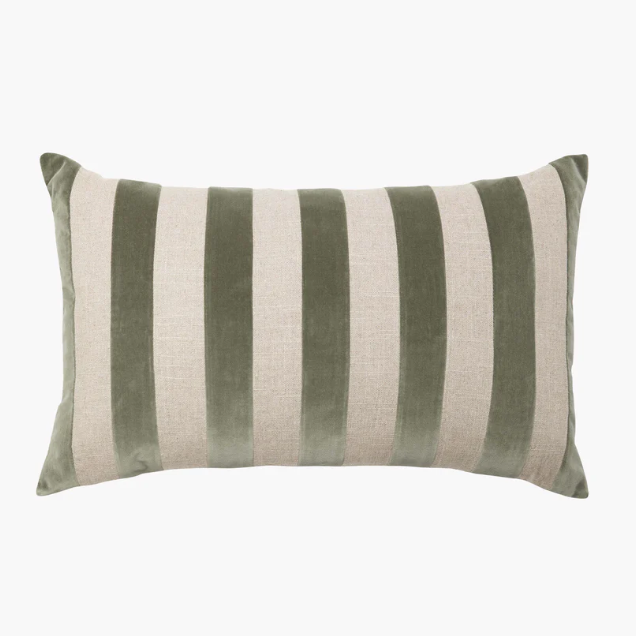 Etro Velvet Cushion - Eucalypt Stripe (65x40cm): L&M Home