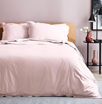 Sienna Sateen Single Duvet Cover Set in Shell Pink