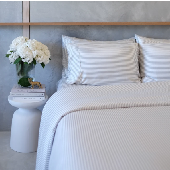 Bamboo Sheet Set -  Fog Stripe - Mulberry Threads