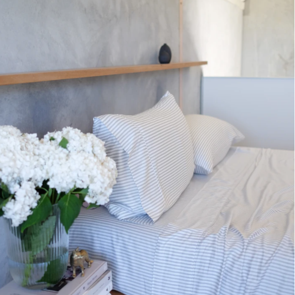 Bamboo Sheet Set -  Fog Stripe - Mulberry Threads