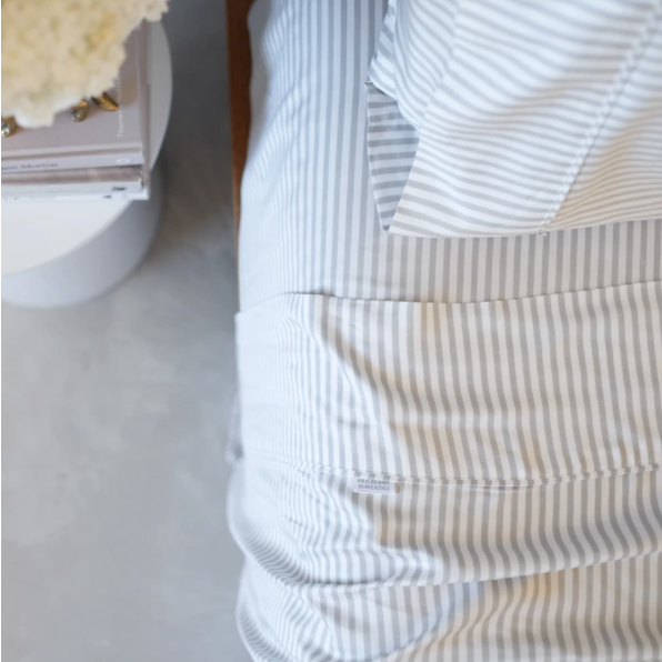 Bamboo Sheet Set -  Fog Stripe - Mulberry Threads