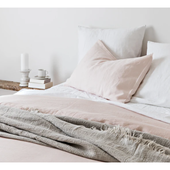 French Linen Duvet Cover Set - Nude Blush: The Cover Collective