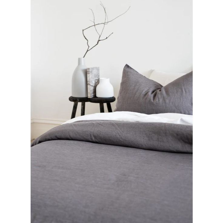 French Linen Duvet Cover Set - Charcoal: The Cover Collective