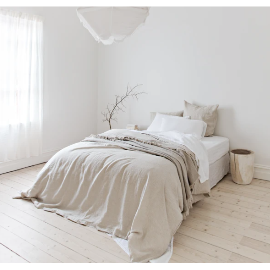 French Linen Bed Valance - White: The Cover Collective