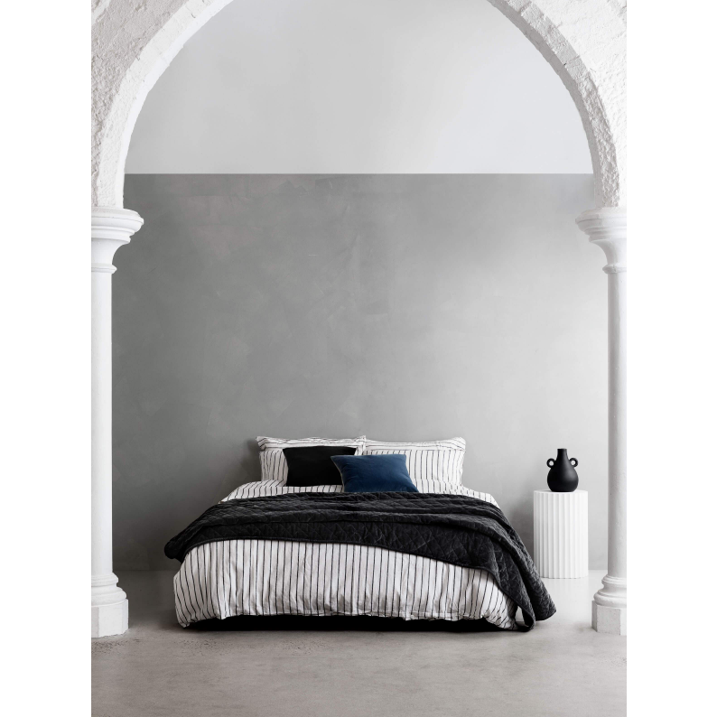 Loft Duvet Cover Set - Graphite &amp; White Stripe: L&amp;M Home