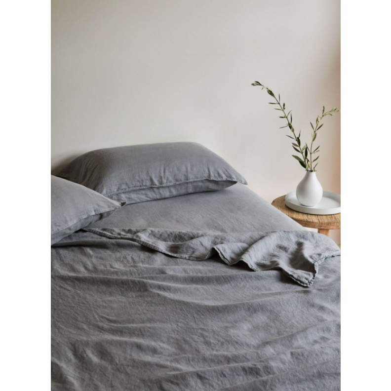 Mondo French Linen Duvet Cover Set - Storm Grey: L&amp;M Home