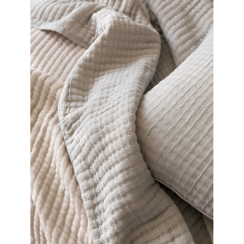 Maddox Kantha Stitch Pillowcase - Silver - Standard Pair: L&amp;M Home