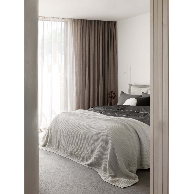 Maddox Kantha Stitch Pillowcase - Silver - Standard Pair: L&amp;M Home