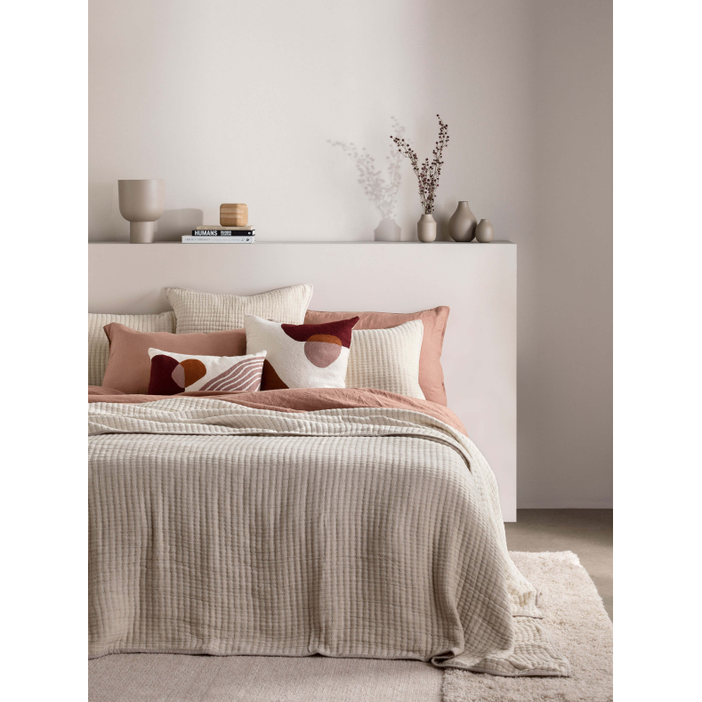 Maddox Kantha Stitch Pillowcase - Sand - Standard Pair: L&amp;M Home