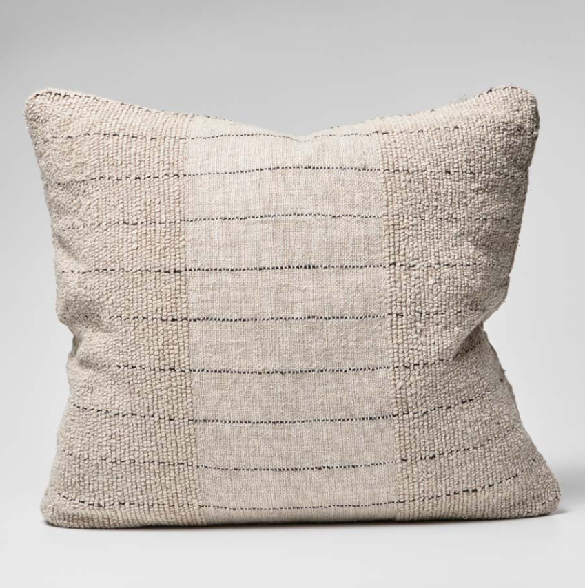 Mayla Cushion - Natural with Wooden Button Closure 60cm x 60cm: Eadie Lifestyle