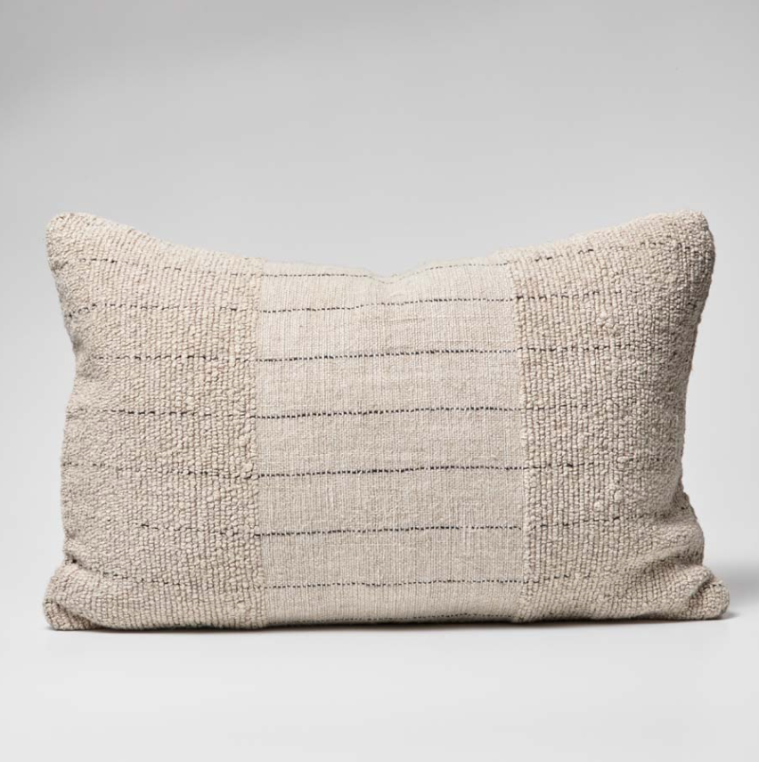 Mayla Cushion - Natural with Wooden Button Closure 60cm x 60cm: Eadie Lifestyle