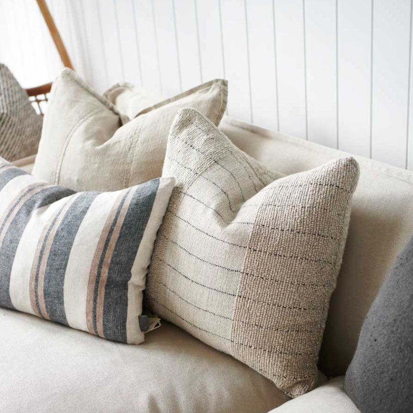 Mayla Cushion - Natural with Wooden Button Closure 60cm x 60cm: Eadie Lifestyle