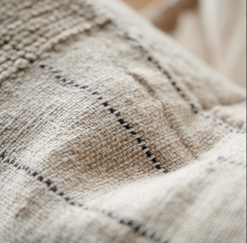 Mayla Cushion - Natural with Wooden Button Closure 60cm x 60cm: Eadie Lifestyle