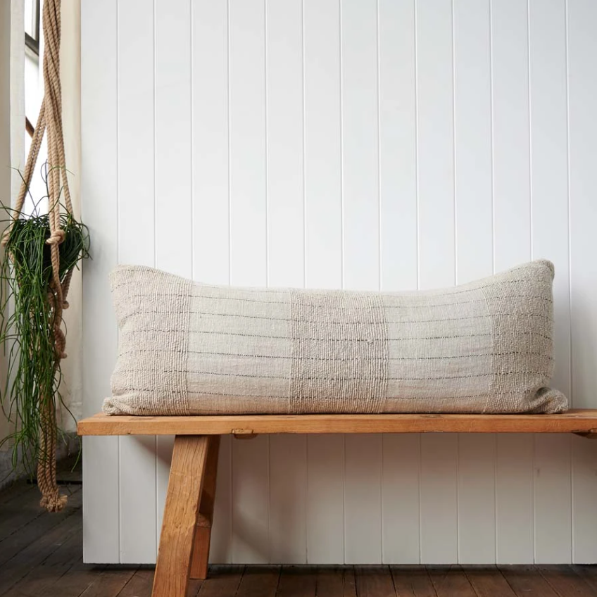 Mayla Cushion - Natural with Wooden Button Closure 60cm x 60cm: Eadie Lifestyle