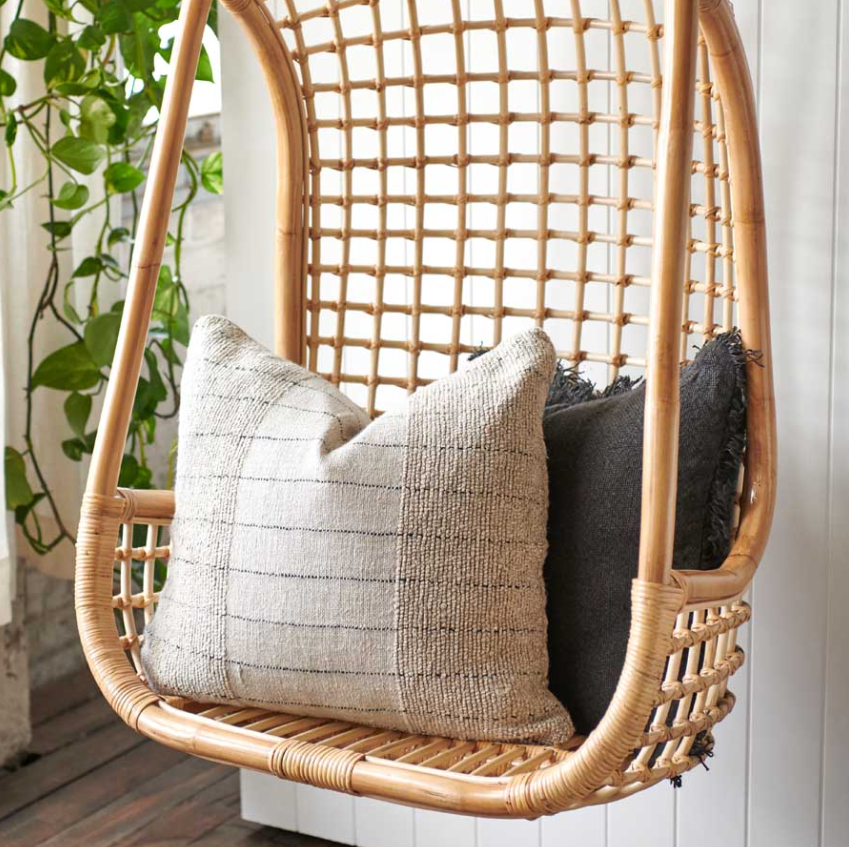 Mayla Cushion - Natural with Wooden Button Closure 60cm x 60cm: Eadie Lifestyle