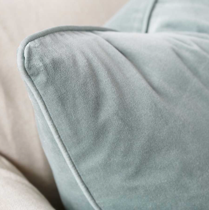 Lynette Sea Mist Velvet Cushion - Various Sizes: Eadie Lifestyle