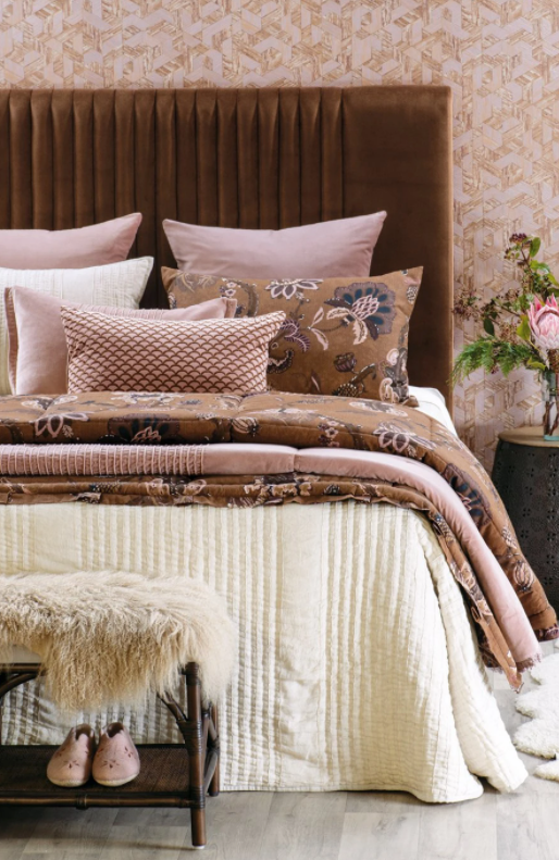 Piega Antique Rose Velvet Cushion - 65cm x 65cm: Bianca Lorenne