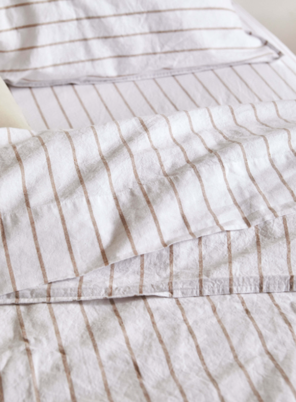 Loft Duvet Cover Set - Tan &amp; White Stripe: L&amp;M Home