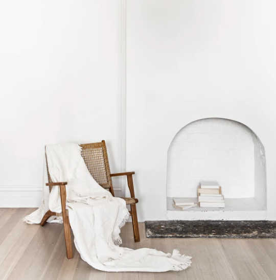 French Linen Throw Blanket - Ivory - 230cm x 180cm: The Cover Collective