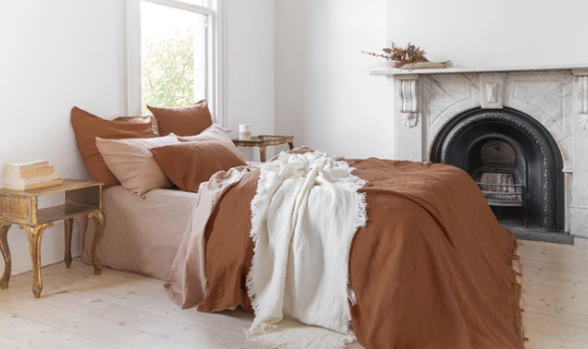 French Linen Throw Blanket - Ivory - 230cm x 180cm: The Cover Collective