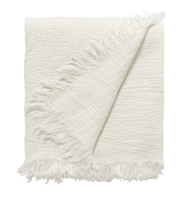 French Linen Throw Blanket - Ivory - 230cm x 180cm: The Cover Collective