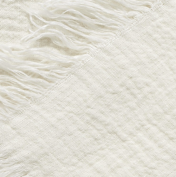 French Linen Throw Blanket - Ivory - 230cm x 180cm: The Cover Collective