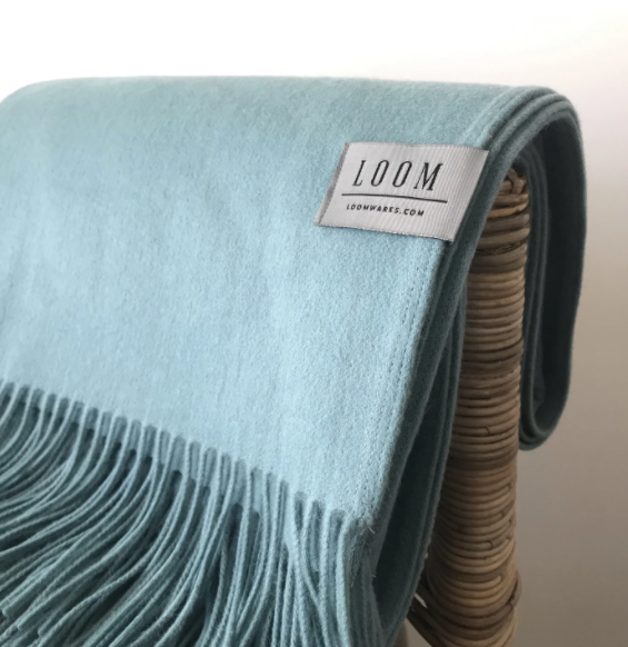 Cashmere Merino Throw in Seafoam: Loom