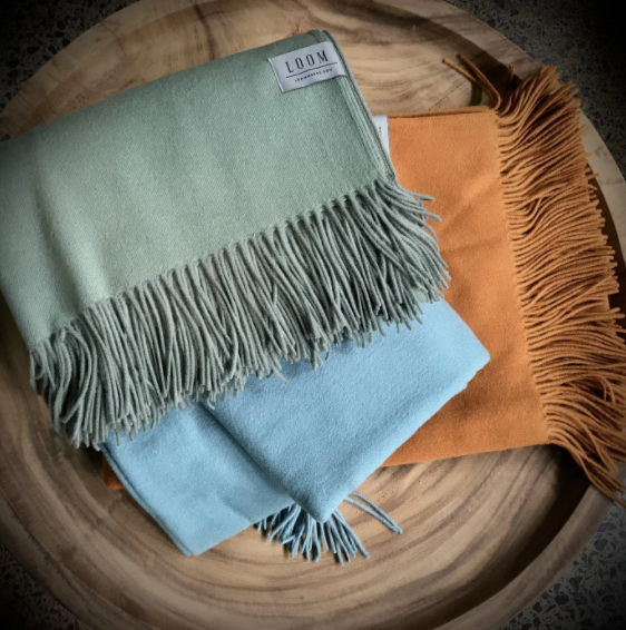 Cashmere Merino Throw in Seafoam: Loom