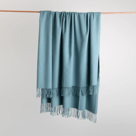 Cashmere Merino Throw in Seafoam: Loom