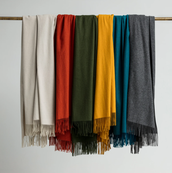 Cashmere Merino Throw in Putty:  Loom