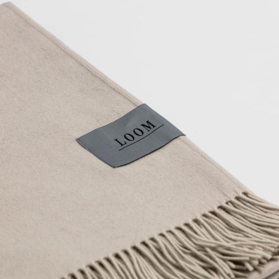 Cashmere Merino Throw in Putty:  Loom