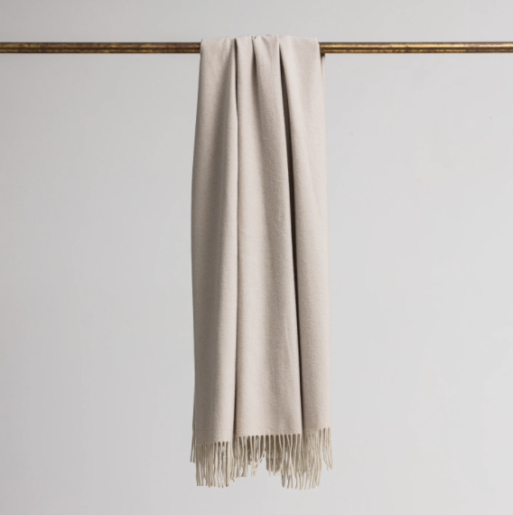 Cashmere Merino Throw in Putty:  Loom