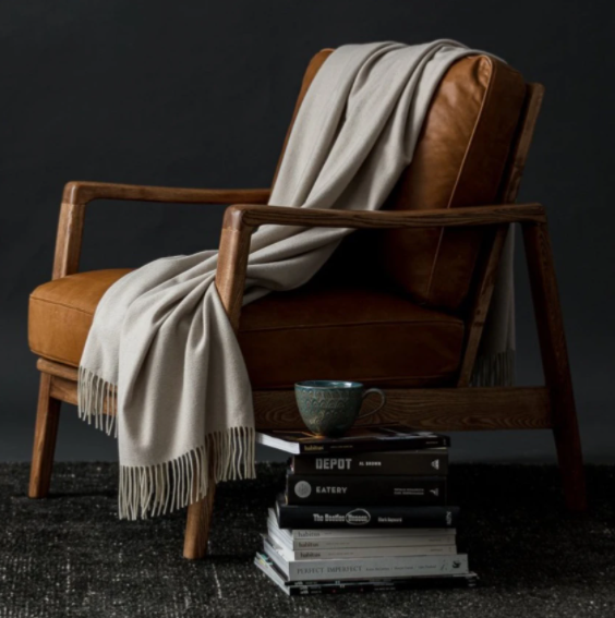 Cashmere Merino Throw in Putty:  Loom