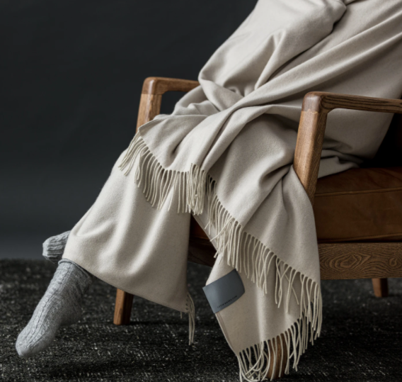 Cashmere Merino Throw in Putty:  Loom